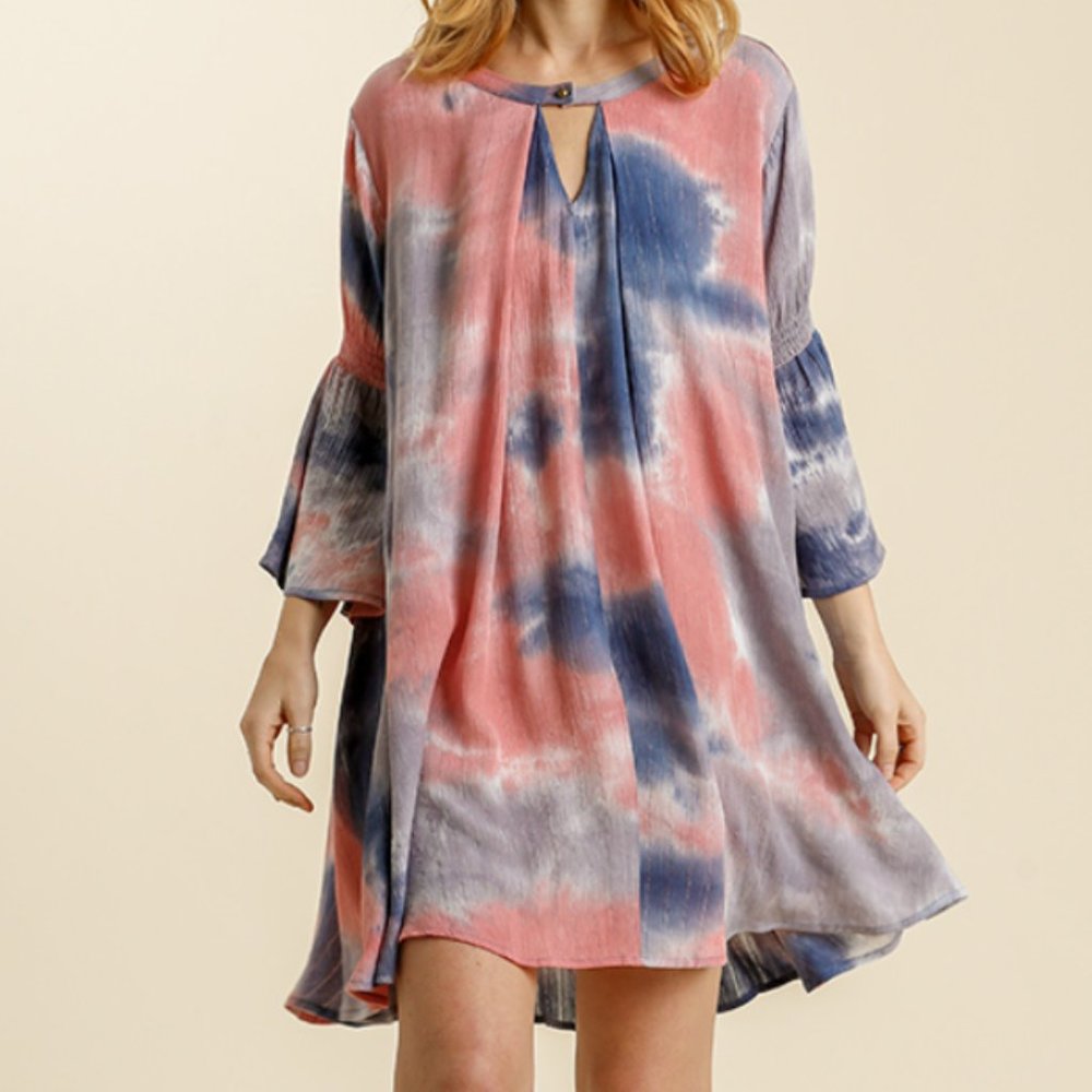 Umgee Tie Dye Bell Sleeve Dress